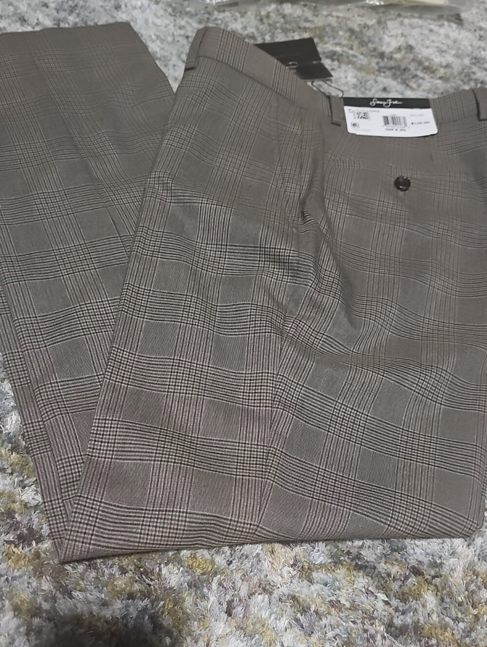 Sean John Men’s Brown Glen Plaid Dress Pants